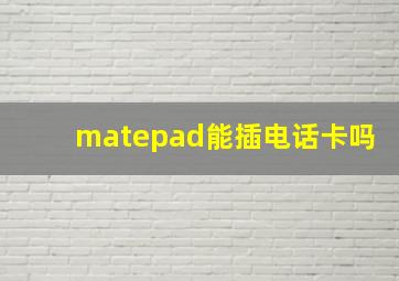 matepad能插电话卡吗