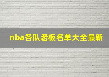 nba各队老板名单大全最新