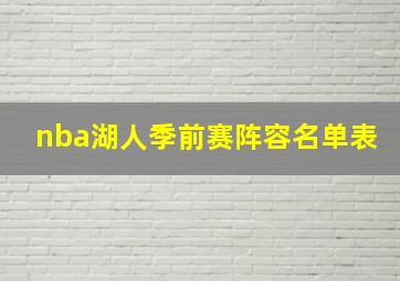 nba湖人季前赛阵容名单表