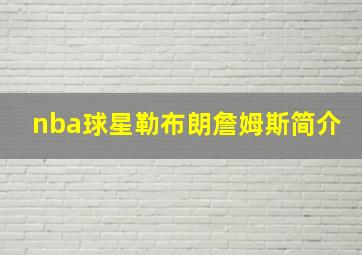 nba球星勒布朗詹姆斯简介