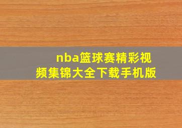 nba篮球赛精彩视频集锦大全下载手机版