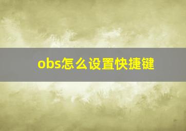 obs怎么设置快捷键