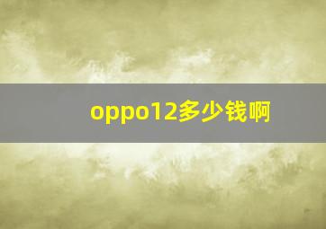 oppo12多少钱啊