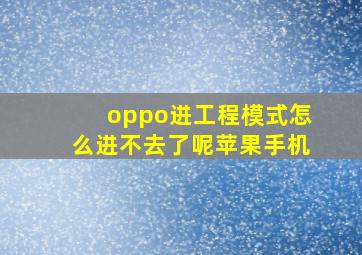 oppo进工程模式怎么进不去了呢苹果手机