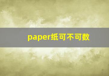 paper纸可不可数