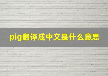 pig翻译成中文是什么意思