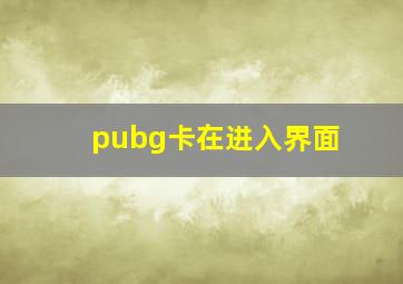 pubg卡在进入界面