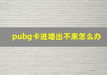 pubg卡进墙出不来怎么办