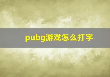 pubg游戏怎么打字