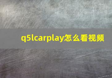 q5lcarplay怎么看视频