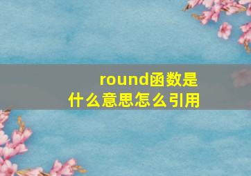 round函数是什么意思怎么引用