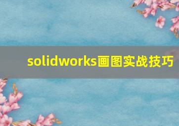 solidworks画图实战技巧