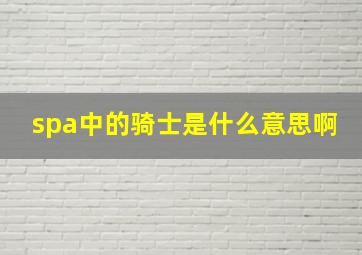 spa中的骑士是什么意思啊