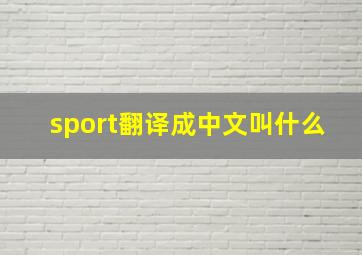 sport翻译成中文叫什么