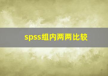 spss组内两两比较