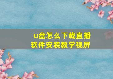 u盘怎么下载直播软件安装教学视屏