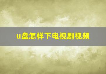 u盘怎样下电视剧视频