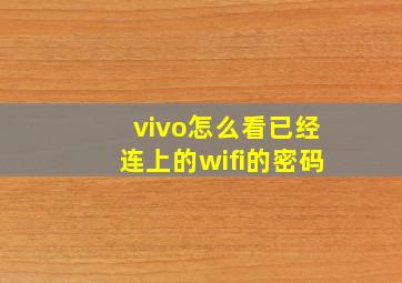 vivo怎么看已经连上的wifi的密码