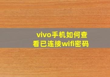 vivo手机如何查看已连接wifi密码