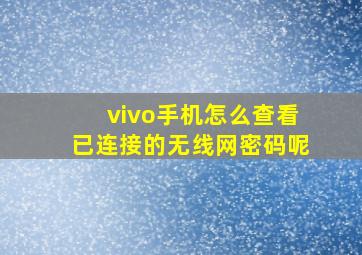 vivo手机怎么查看已连接的无线网密码呢