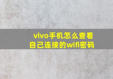 vivo手机怎么查看自己连接的wifi密码