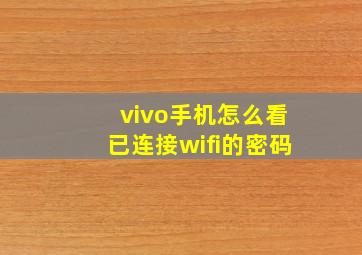 vivo手机怎么看已连接wifi的密码