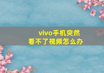 vivo手机突然看不了视频怎么办