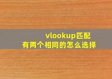 vlookup匹配有两个相同的怎么选择