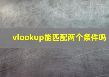 vlookup能匹配两个条件吗