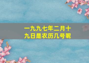 一九九七年二月十九日是农历几号呢