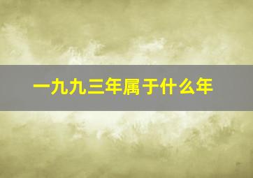 一九九三年属于什么年