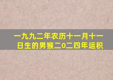 一九九二年农历十一月十一日生的男猴二0二四年运积