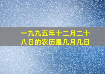 一九九五年十二月二十八日的农历是几月几日