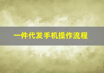 一件代发手机操作流程