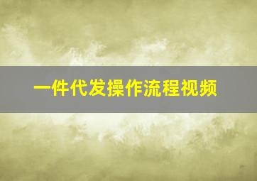 一件代发操作流程视频