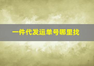 一件代发运单号哪里找