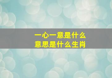 一心一意是什么意思是什么生肖