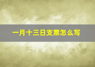 一月十三日支票怎么写