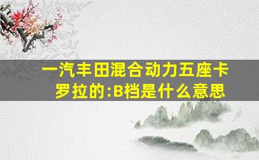 一汽丰田混合动力五座卡罗拉的:B档是什么意思