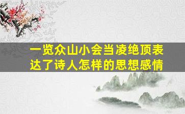 一览众山小会当凌绝顶表达了诗人怎样的思想感情