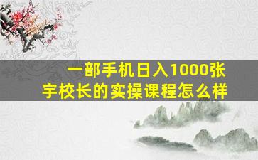 一部手机日入1000张宇校长的实操课程怎么样