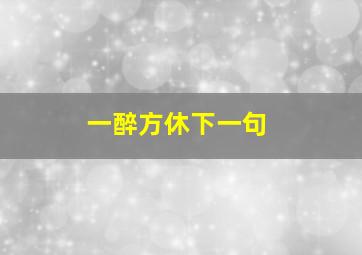 一醉方休下一句