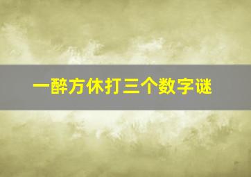 一醉方休打三个数字谜