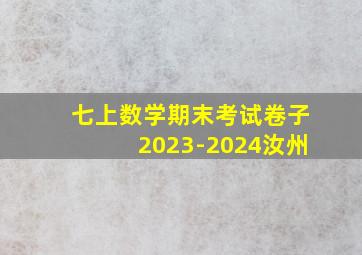 七上数学期末考试卷子2023-2024汝州