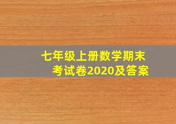 七年级上册数学期末考试卷2020及答案