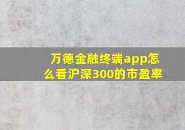 万德金融终端app怎么看沪深300的市盈率