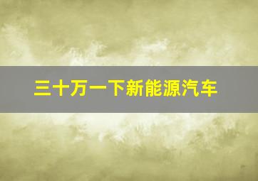 三十万一下新能源汽车