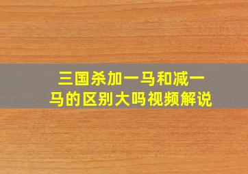 三国杀加一马和减一马的区别大吗视频解说