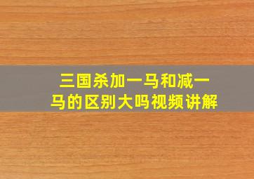 三国杀加一马和减一马的区别大吗视频讲解