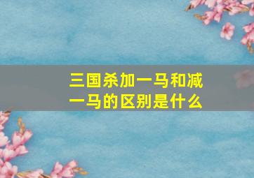 三国杀加一马和减一马的区别是什么